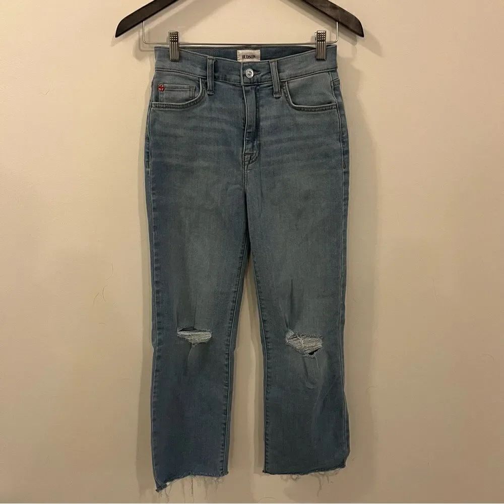 Hudson Noa High-Rise Distressed Straight Cropped Jeans Color SUR Size 24